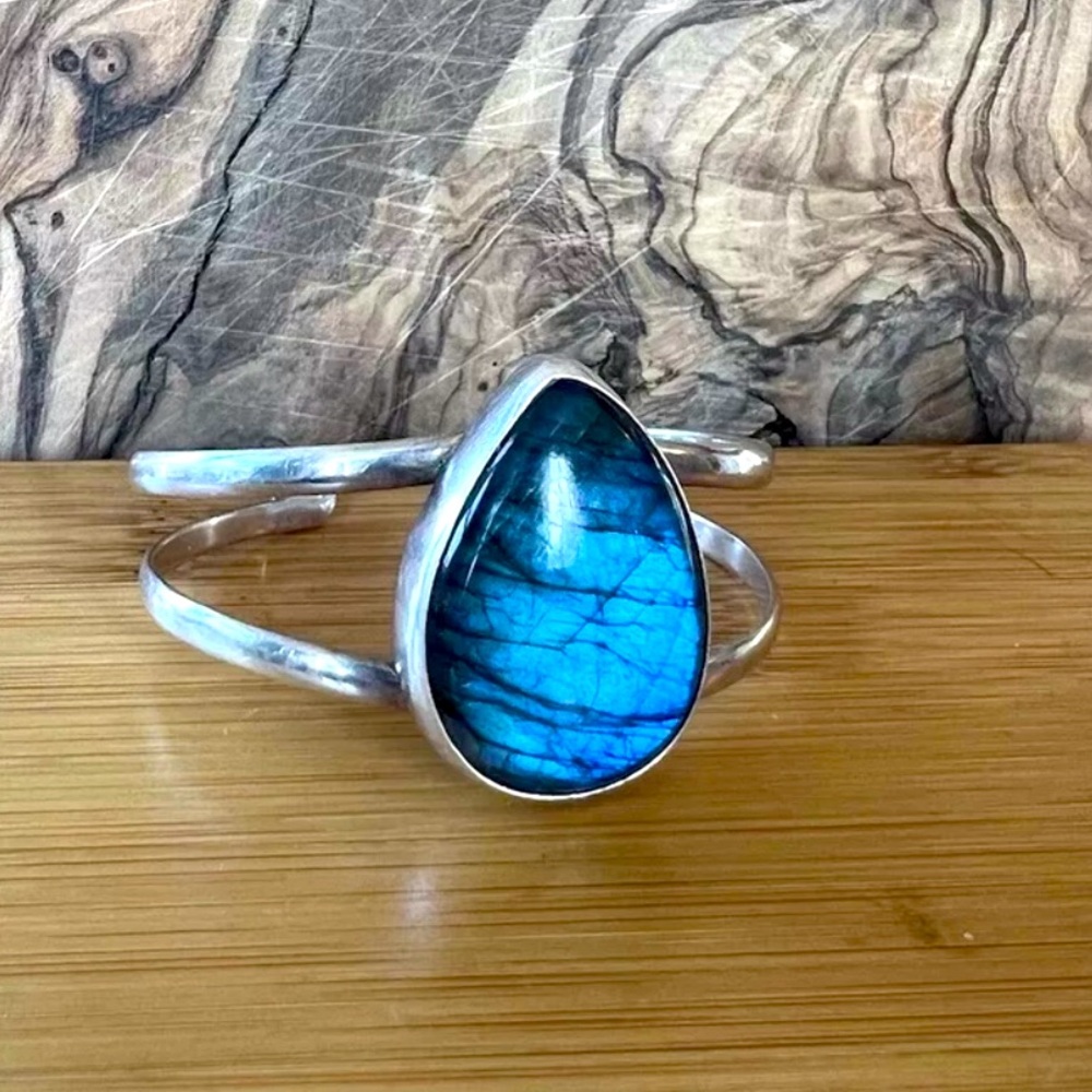 Artisan Made Labordite and Sterling Silver Cuff Bracelet